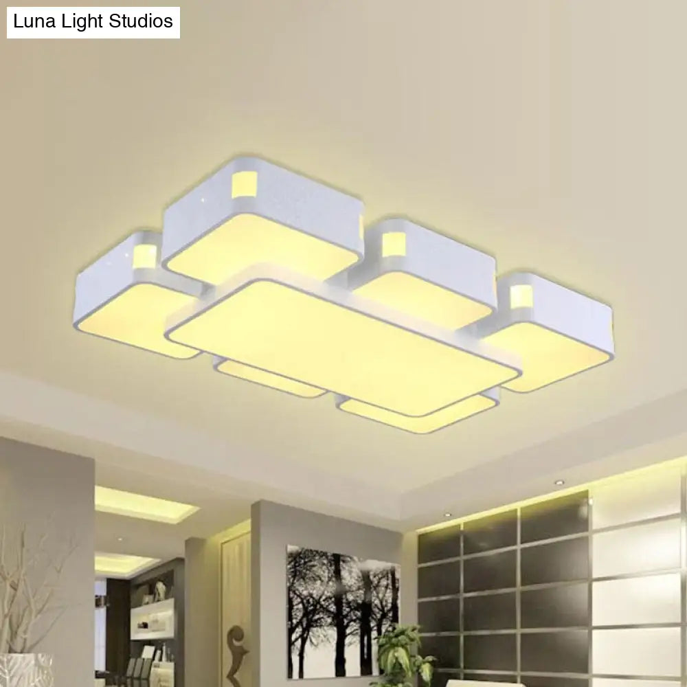 Contemporary Square Ceiling Mounted Led Pendant Light - 24/37 Wide Acrylic White Flush Mount / 37