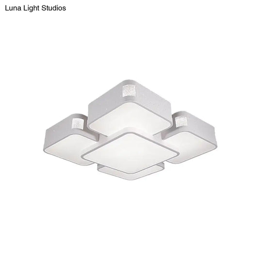 Contemporary Square Ceiling Mounted Led Pendant Light - 24/37 Wide Acrylic White Flush Mount