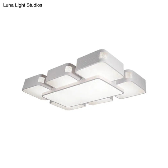 Contemporary Square Ceiling Mounted Led Pendant Light - 24/37 Wide Acrylic White Flush Mount