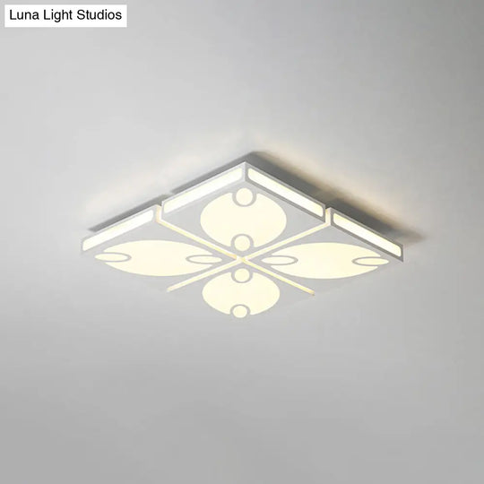 Contemporary Square Ceiling Mounted Light With Oval Pattern 19.5/23.5 W Led Flush Mount Lamp