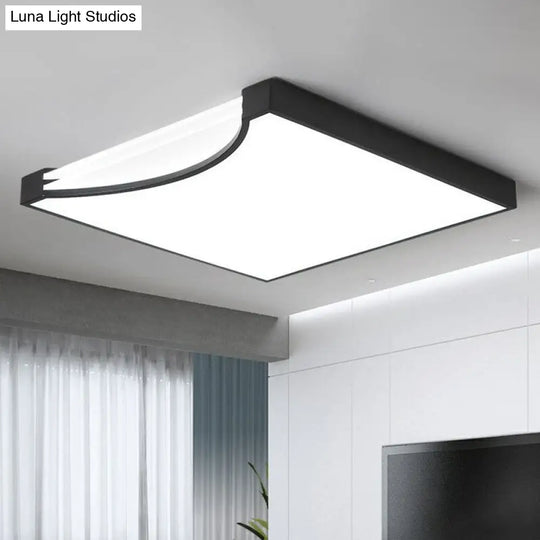 Contemporary Square Flush Ceiling Led Light Fixture With Acrylic Mount Black / White