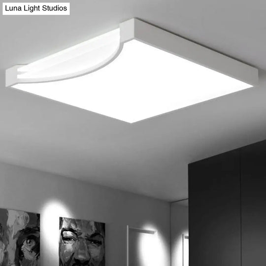 Contemporary Square Flush Ceiling Led Light Fixture With Acrylic Mount White /