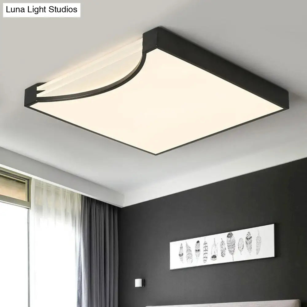 Contemporary Square Flush Ceiling Led Light Fixture With Acrylic Mount Black / Warm