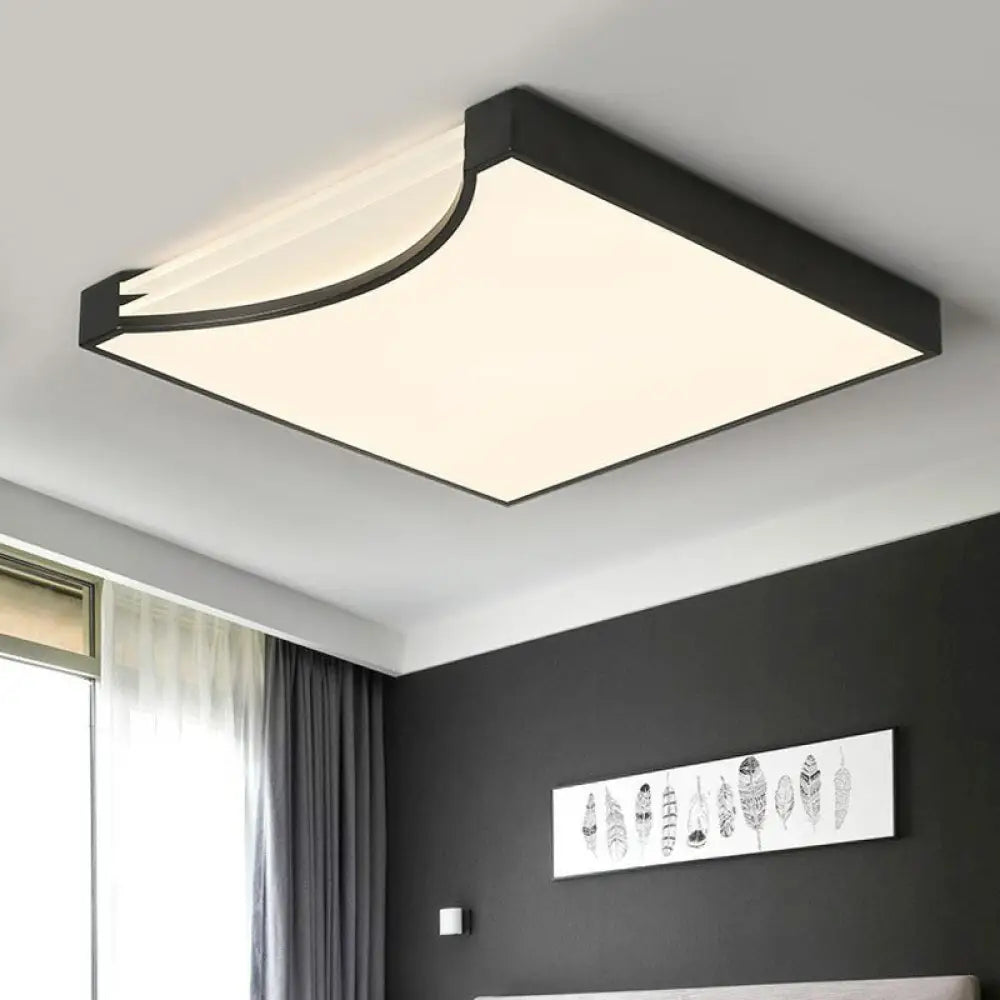 Contemporary Square Flush Ceiling Led Light Fixture With Acrylic Mount Black / Warm