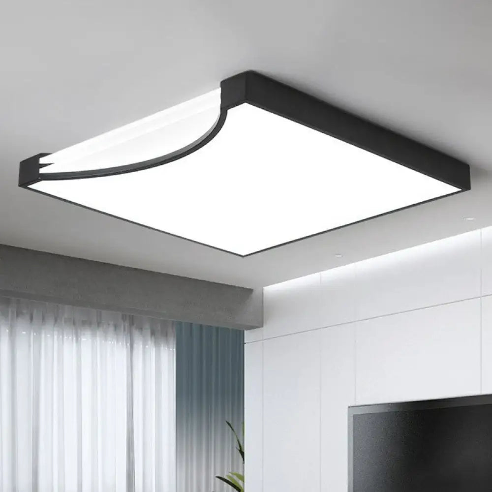 Contemporary Square Flush Ceiling Led Light Fixture With Acrylic Mount Black / White