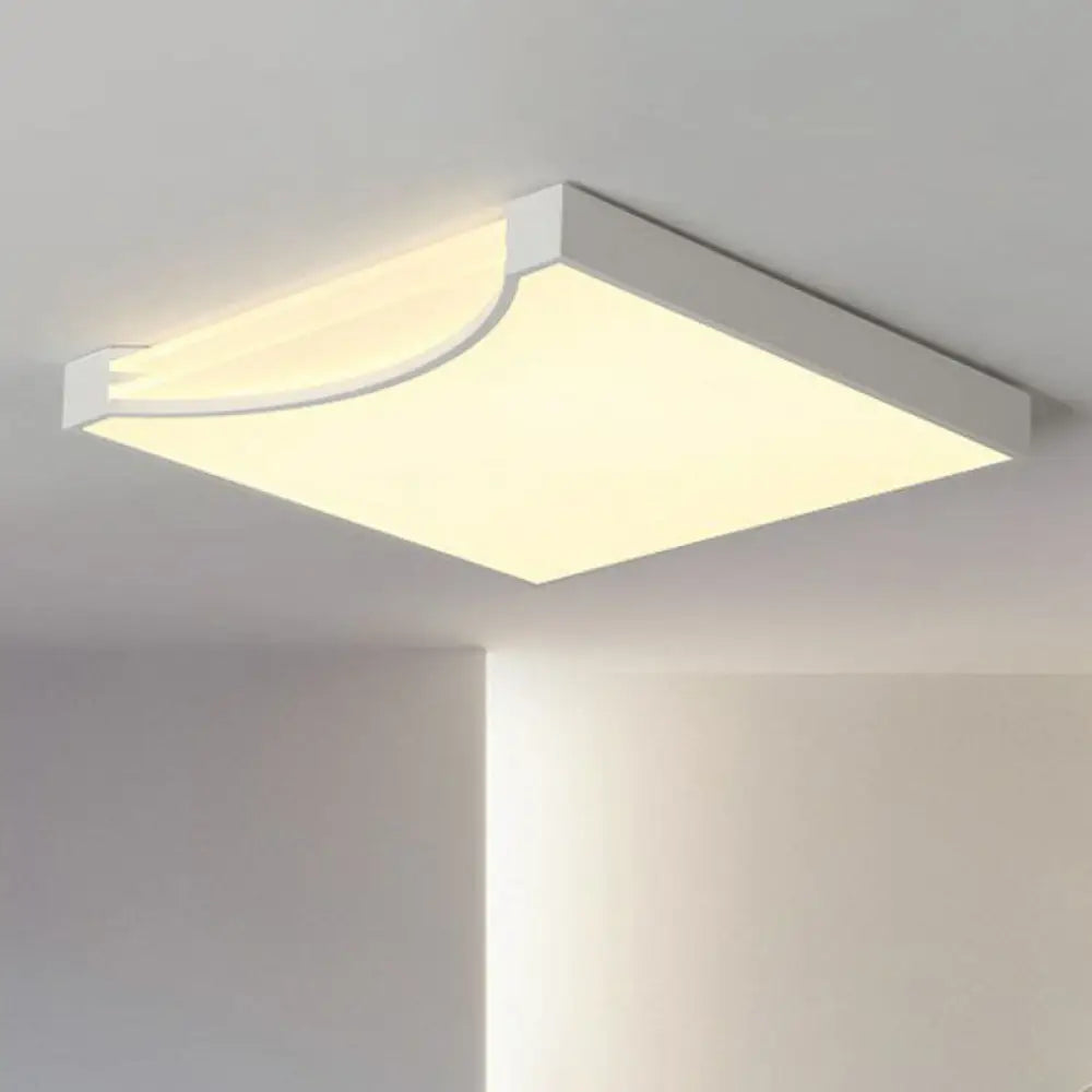 Contemporary Square Flush Ceiling Led Light Fixture With Acrylic Mount White / Warm