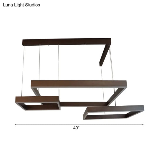 Contemporary Square Led Chandelier Light - Acrylic Brown 2/3 Lights Warm/White Bedroom Ceiling