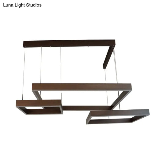 Contemporary Square Led Chandelier Light - Acrylic Brown 2/3 Lights Warm/White Bedroom Ceiling