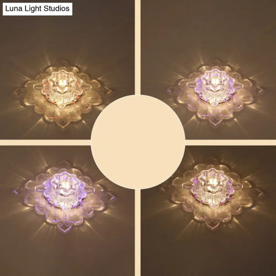 Contemporary Square Led Flush Mount Ceiling Light With Crystal Clear Design For Entryways / 5W 6