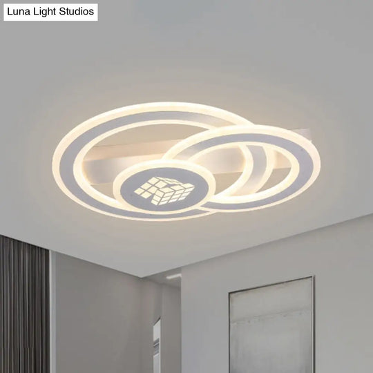 Contemporary Square Pattern Acrylic Led Flush Light - Warm/White Remote Control Dimmable Ceiling