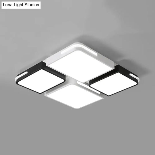 Contemporary Square/Rectangle Acrylic Flush Pendant Light - Led White Mount Lighting (21.5/37.5