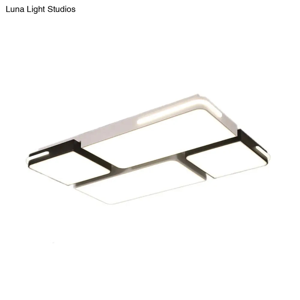 Contemporary Square/Rectangle Acrylic Flush Pendant Light - Led White Mount Lighting (21.5/37.5