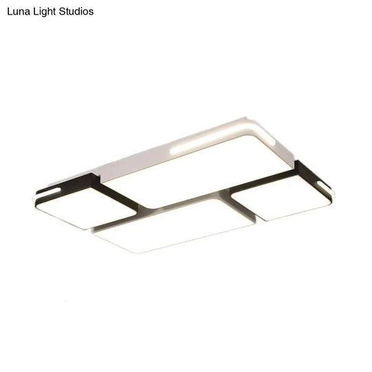 Contemporary Square/Rectangle Acrylic Flush Pendant Light - Led White Mount Lighting (21.5/37.5