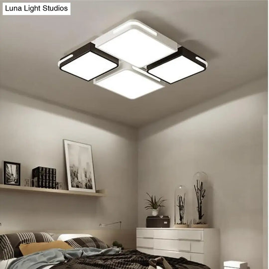 Contemporary Square/Rectangle Acrylic Flush Pendant Light - Led White Mount Lighting (21.5/37.5