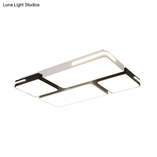 Contemporary Square/Rectangle Acrylic Flush Pendant Light - Led White Mount Lighting