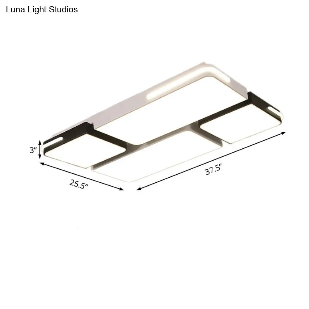 Contemporary Square/Rectangle Acrylic Flush Pendant Light - Led White Mount Lighting