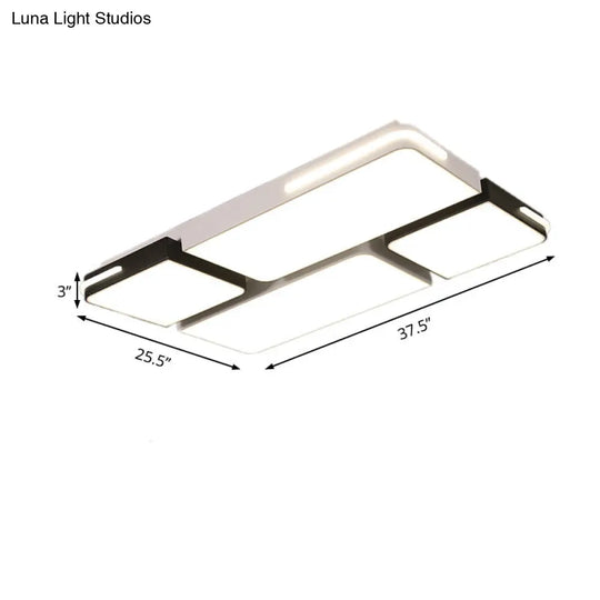 Contemporary Square/Rectangle Acrylic Flush Pendant Light - Led White Mount Lighting