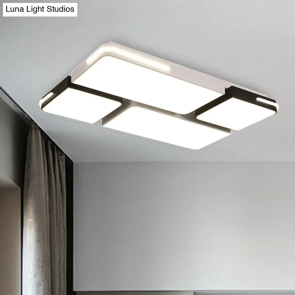 Contemporary Square/Rectangle Acrylic Flush Pendant Light - Led White Mount Lighting (21.5/37.5