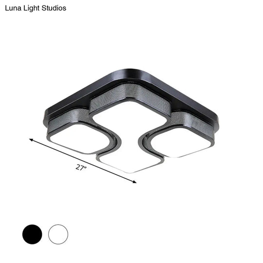 Contemporary Squared Metallic Ceiling Mounted Led Light - 17/21 Black/White Flushmount Warm/White