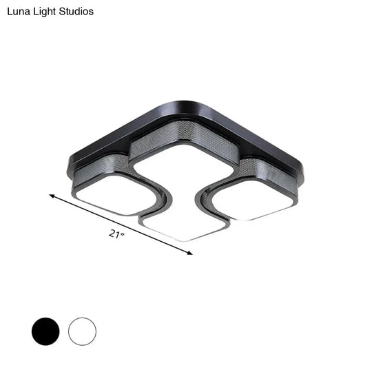 Contemporary Squared Metallic Ceiling Mounted Led Light - 17/21 Black/White Flushmount Warm/White