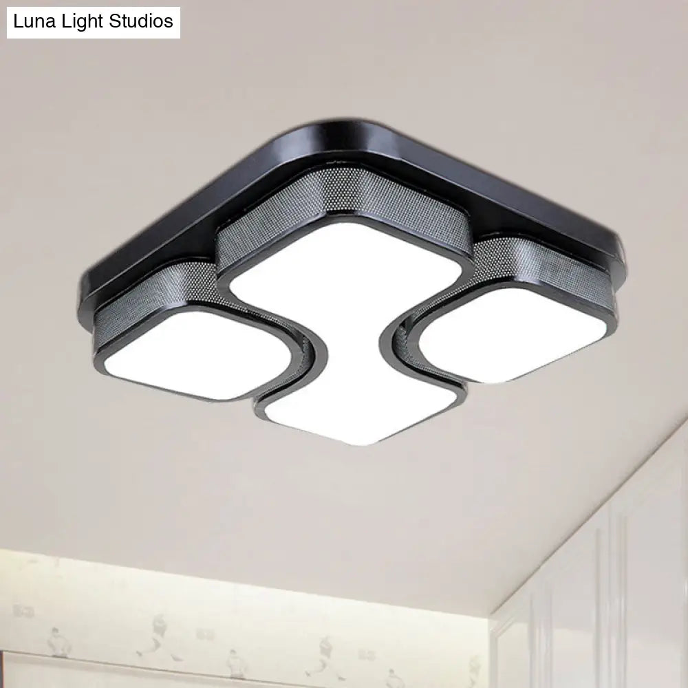 Contemporary Squared Metallic Ceiling Mounted Led Light - 17/21 Black/White Flushmount Warm/White