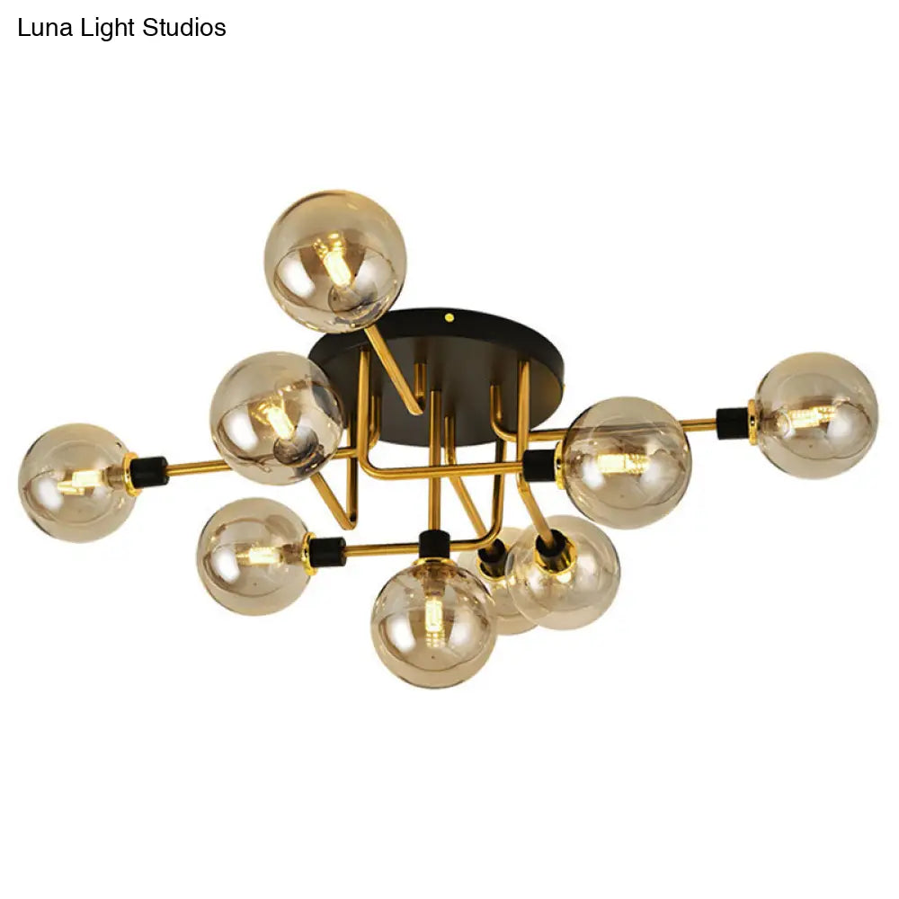 Contemporary Stained Glass Ceiling Light Fixtures For Bedroom - Bubble Semi Flush Mount Lighting 9 /