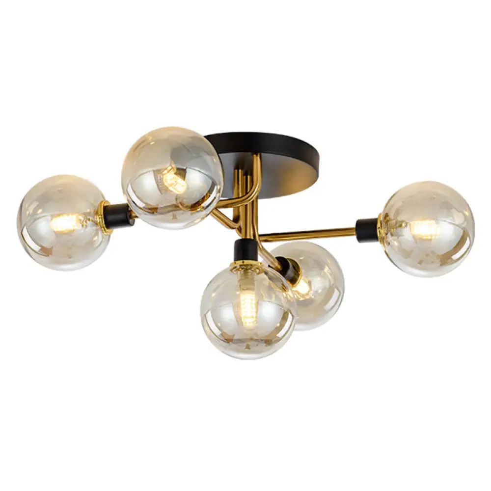 Contemporary Stained Glass Ceiling Light Fixtures For Bedroom - Bubble Semi Flush Mount Lighting 5