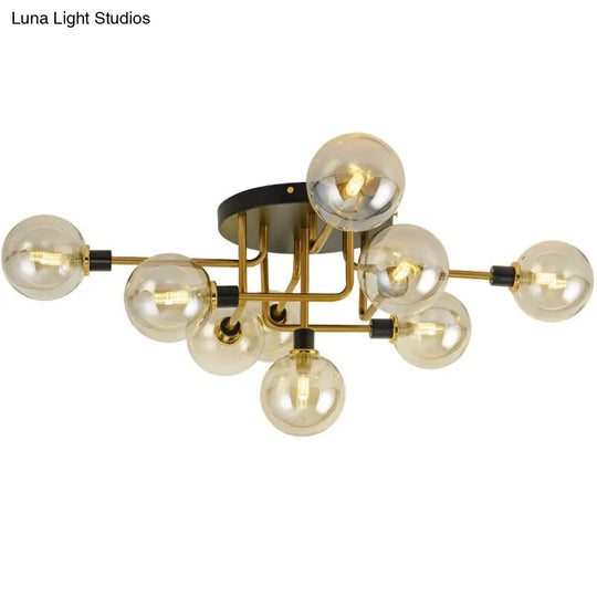 Contemporary Stained Glass Ceiling Light Fixtures For Bedroom - Bubble Semi Flush Mount Lighting