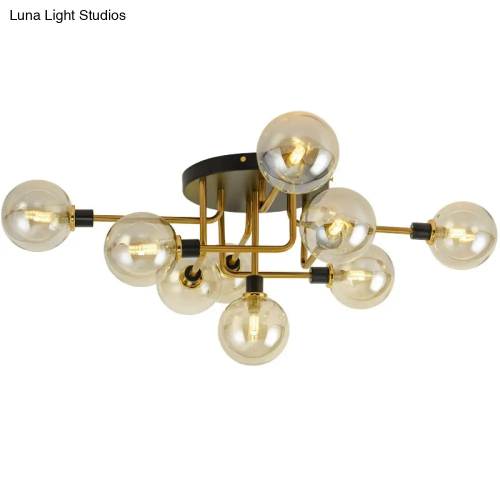 Contemporary Stained Glass Ceiling Light Fixtures For Bedroom - Bubble Semi Flush Mount Lighting