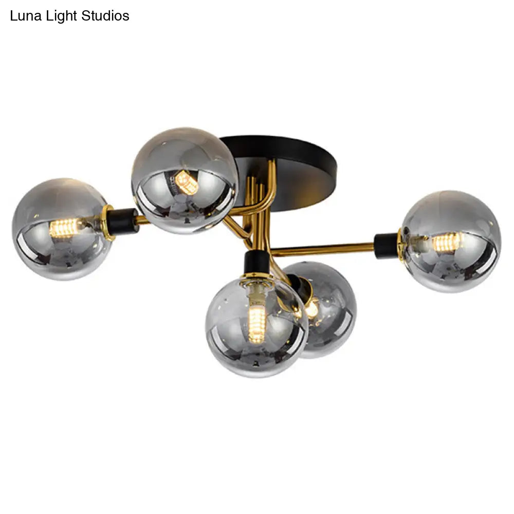 Contemporary Stained Glass Ceiling Light Fixtures For Bedroom - Bubble Semi Flush Mount Lighting 5 /