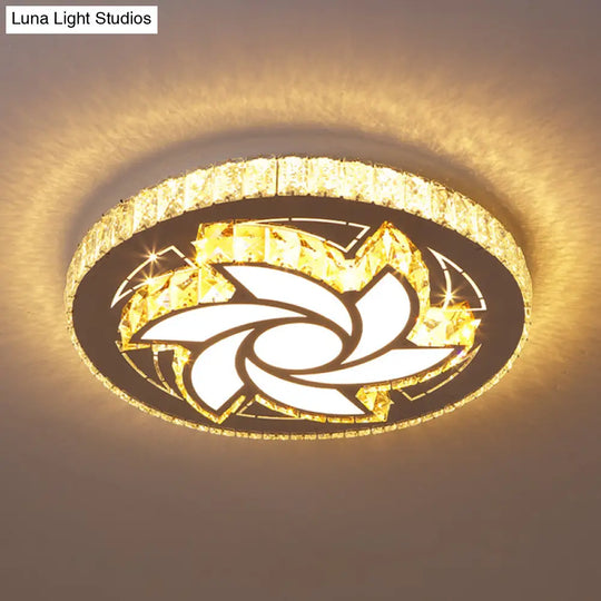 Contemporary Stainless-Steel Led Flush Mount Ceiling Light With Spiral Flower Design - Bedroom