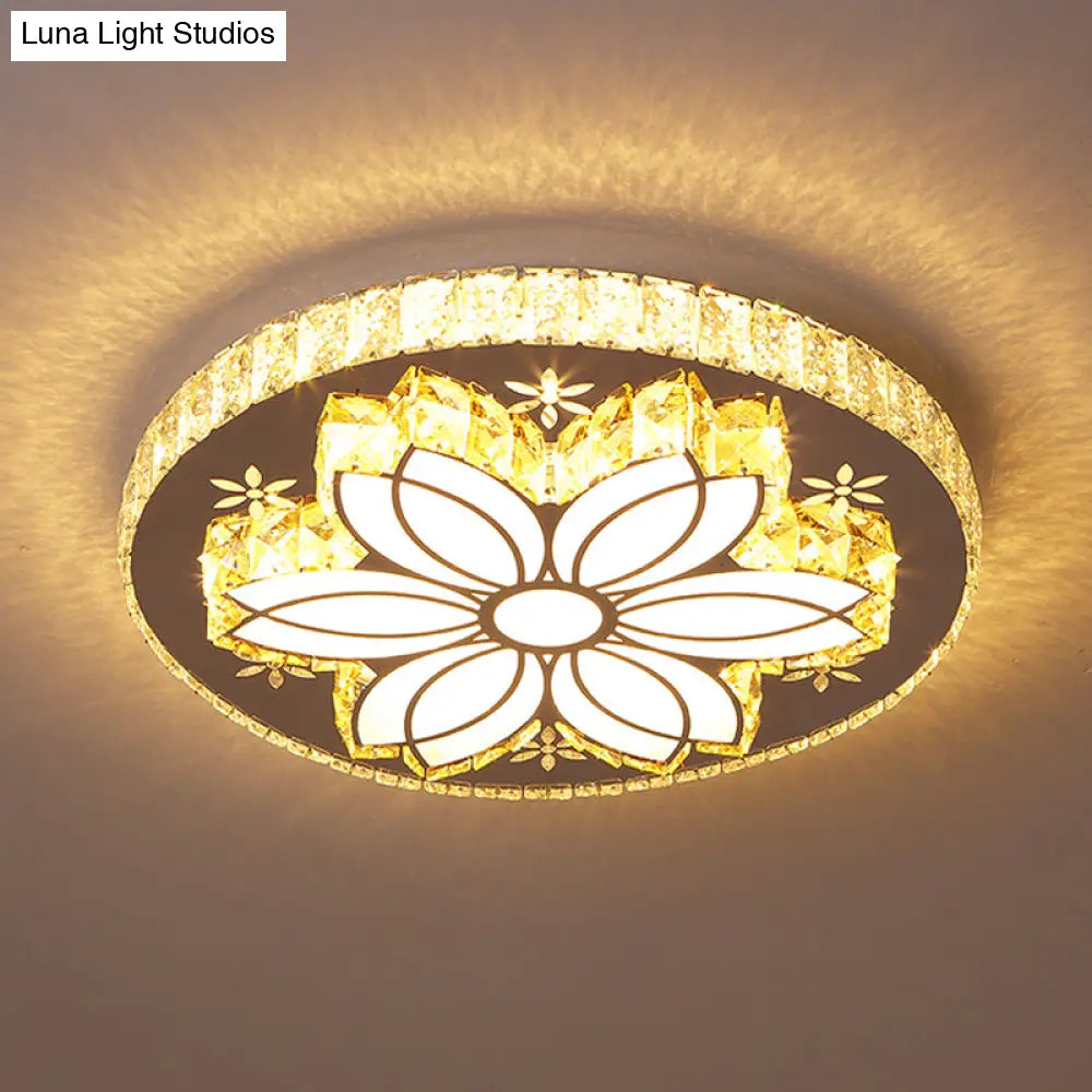 Contemporary Stainless-Steel Led Flush Mount Ceiling Light With Spiral Flower Design - Bedroom