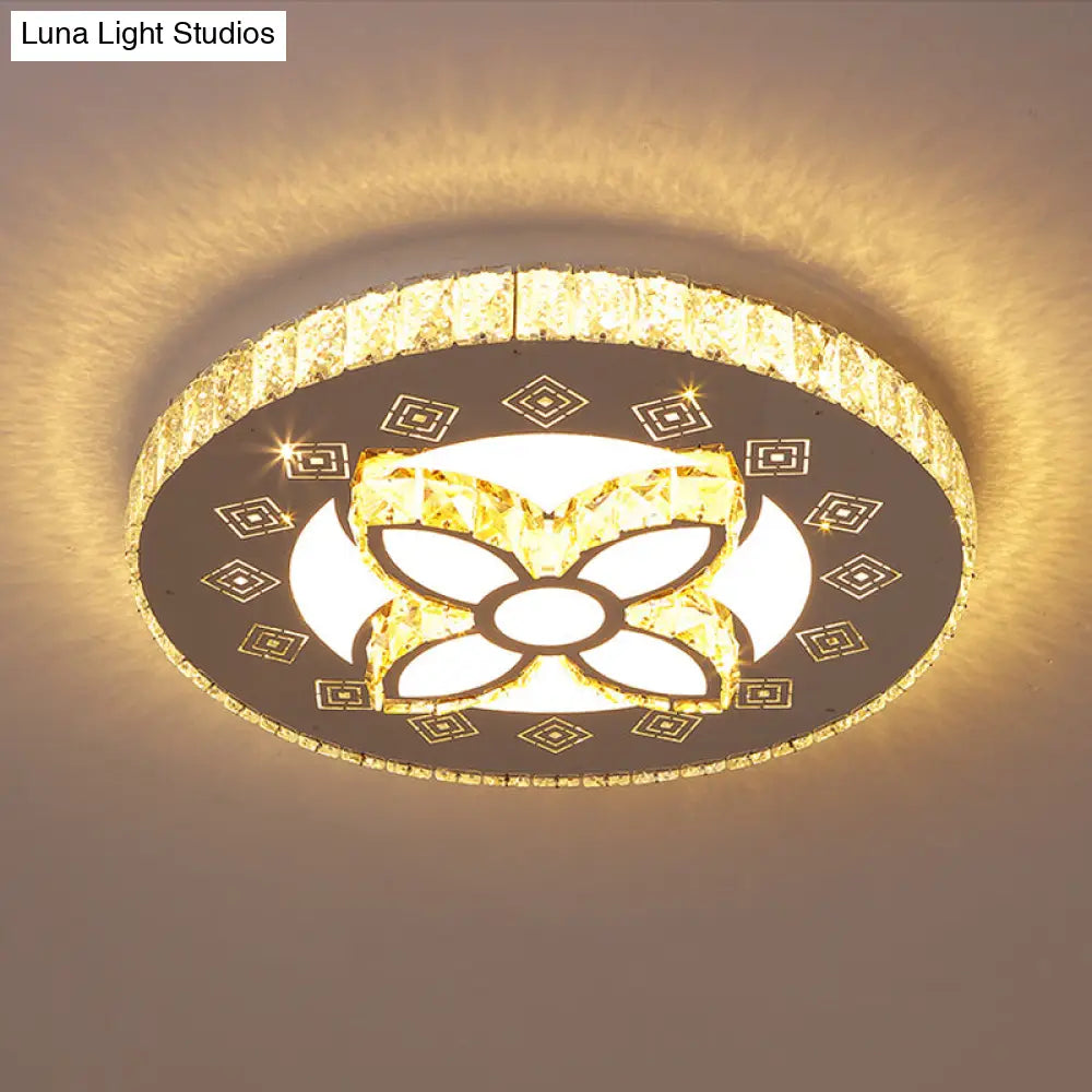 Contemporary Stainless-Steel Led Flush Mount Ceiling Light With Spiral Flower Design - Bedroom