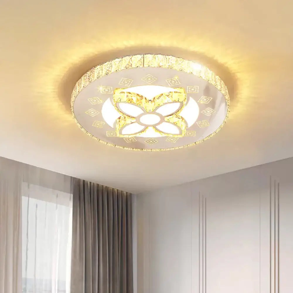 Contemporary Stainless-Steel Led Flush Mount Ceiling Light With Spiral Flower Design - Bedroom