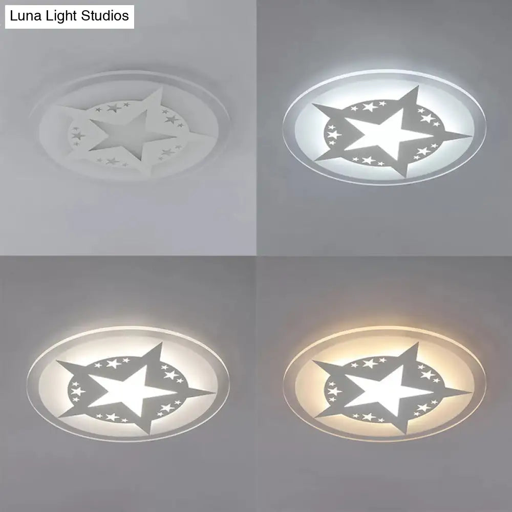 Contemporary Star Acrylic Ceiling Lamp - Circle Living Room Light In White