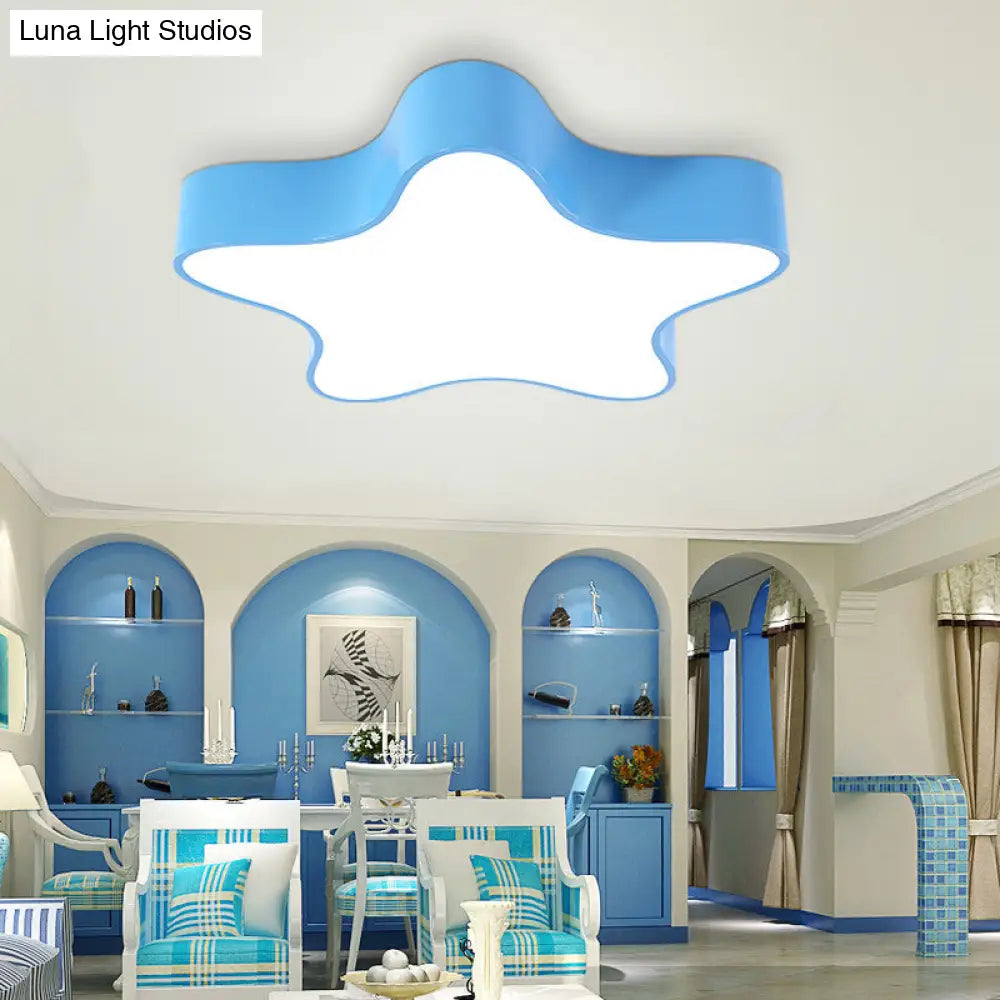 Contemporary Star Ceiling Light For Boys And Girls Bedroom Blue / 18 White