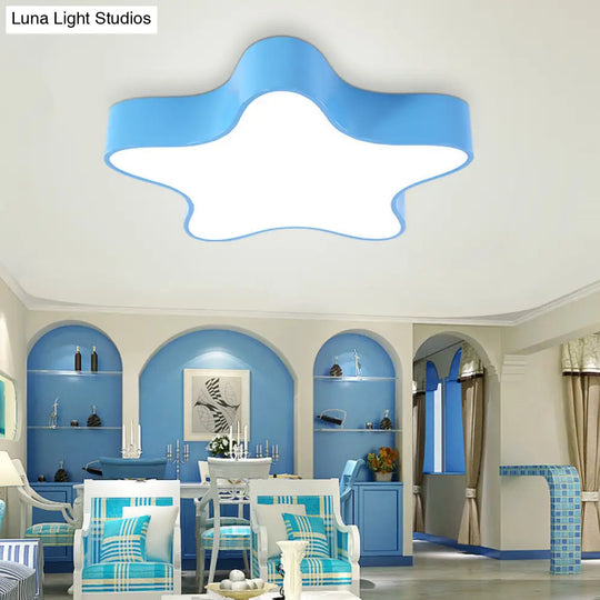 Contemporary Star Ceiling Light For Boys And Girls Bedroom Blue / 18 White