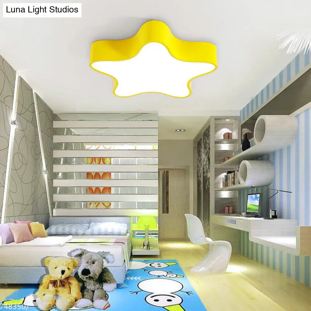 Contemporary Star Ceiling Light For Boys And Girls Bedroom Yellow / 18 White