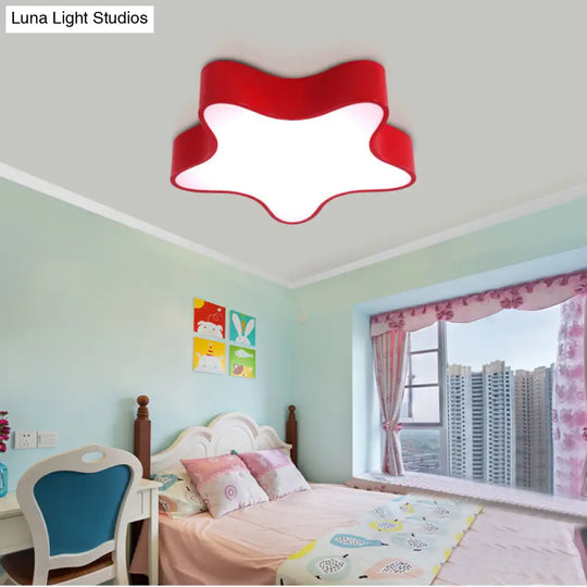 Contemporary Star Ceiling Light For Boys And Girls Bedroom Red / 18 White