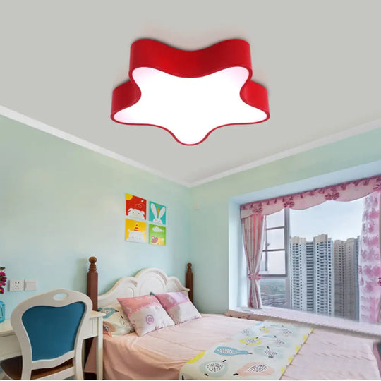 Contemporary Star Ceiling Light For Boys And Girls Bedroom Red / 18’ White