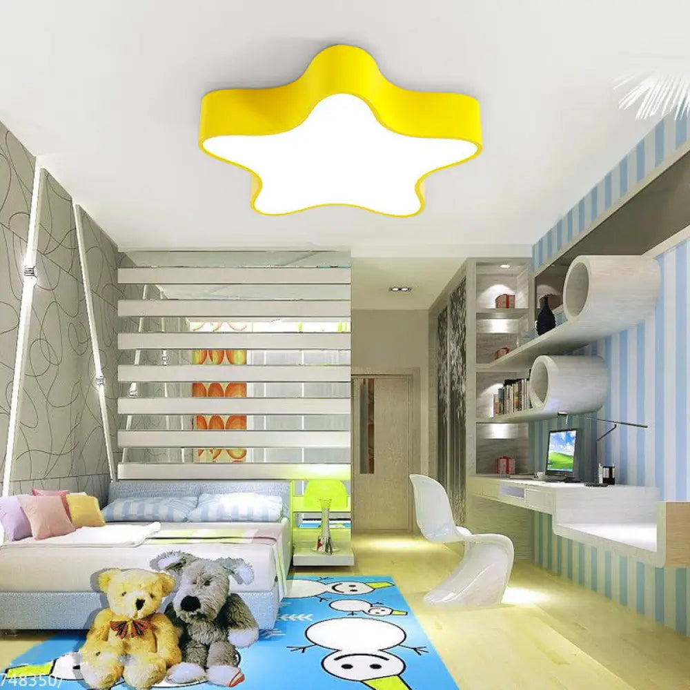 Contemporary Star Ceiling Light For Boys And Girls Bedroom Yellow / 18’ White
