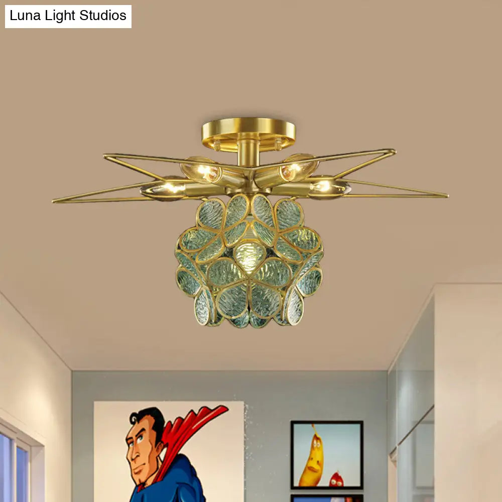 Contemporary Star Metal Close To Ceiling 1-Light Semi-Flush Mount