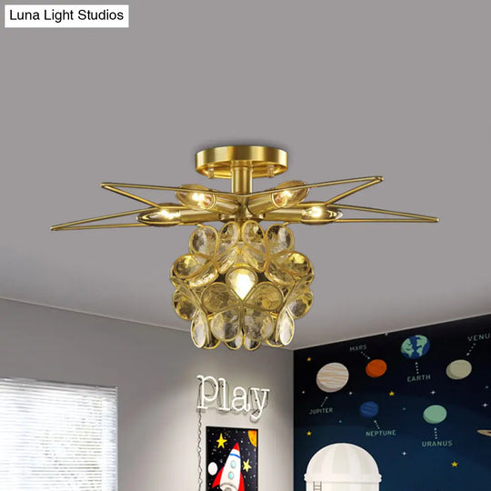 Contemporary Star Metal Close To Ceiling 1 - Light Semi - Flush Mount