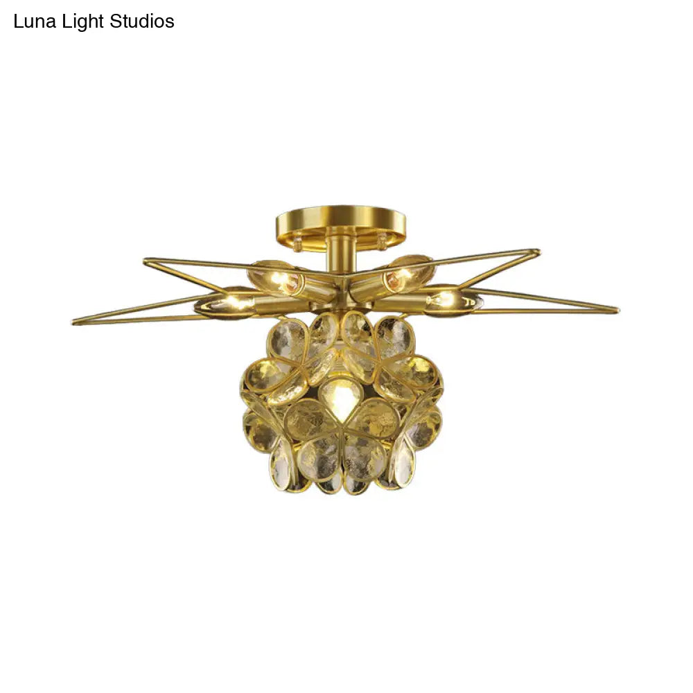 Contemporary Star Metal Close To Ceiling 1-Light Semi-Flush Mount