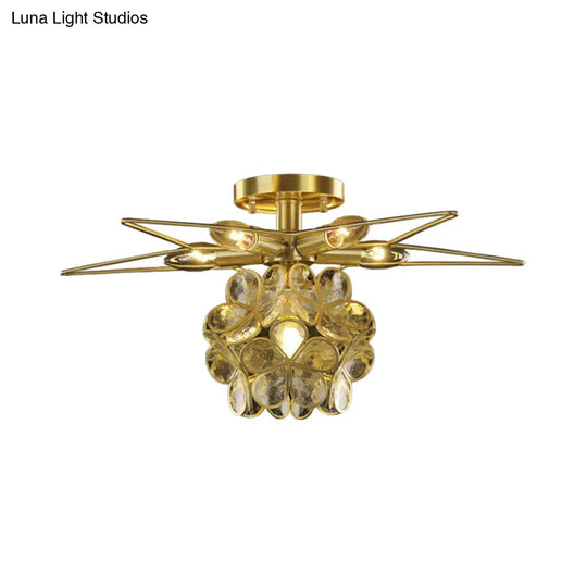 Contemporary Star Metal Close To Ceiling 1-Light Semi-Flush Mount