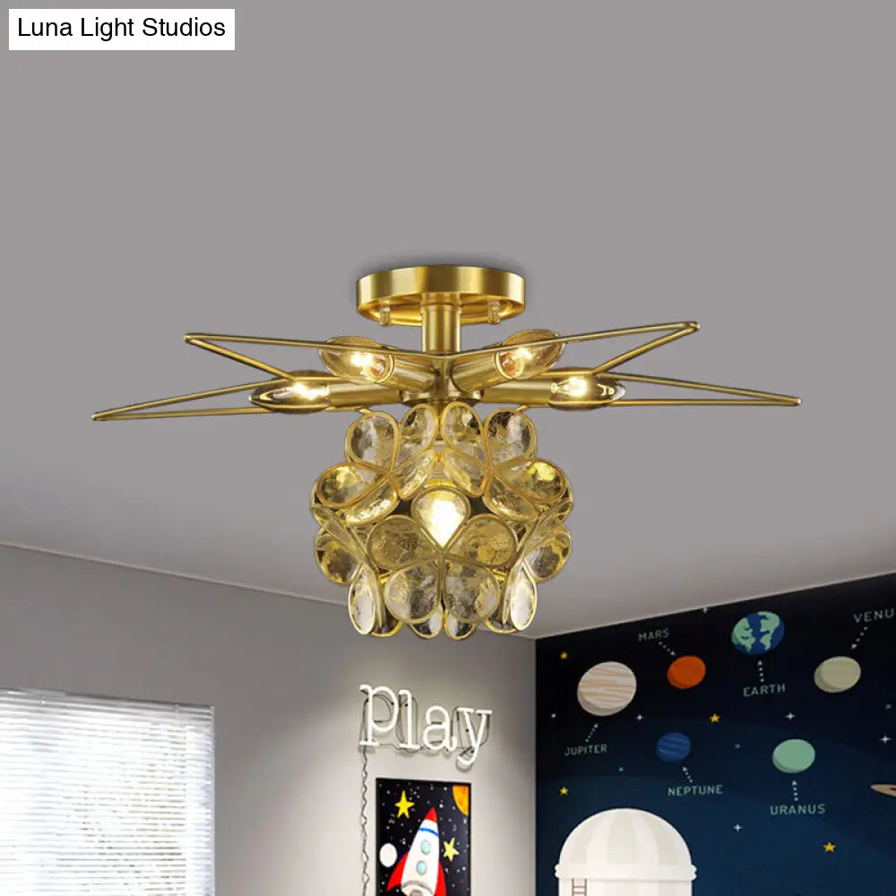 Contemporary Star Metal Close To Ceiling 1-Light Semi-Flush Mount