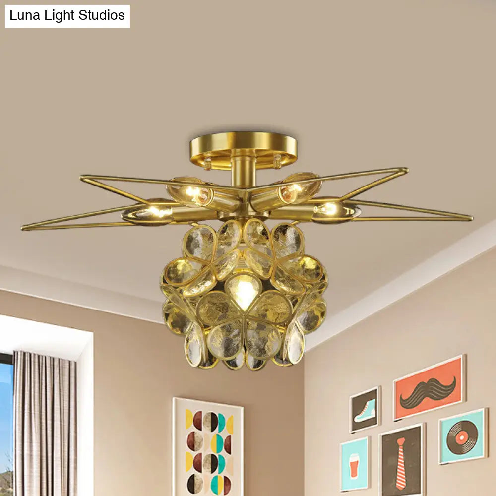 Contemporary Star Metal Close To Ceiling 1-Light Semi-Flush Mount Clear