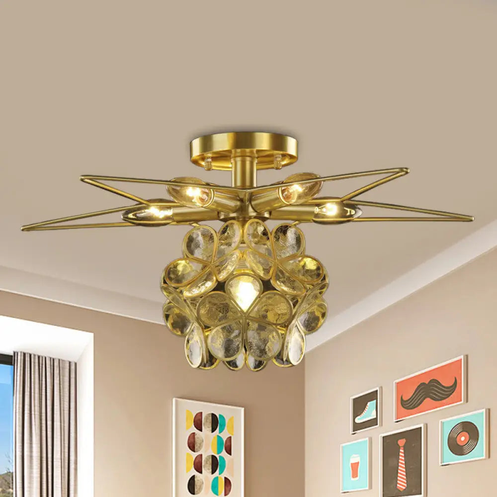 Contemporary Star Metal Close To Ceiling 1 - Light Semi - Flush Mount Clear