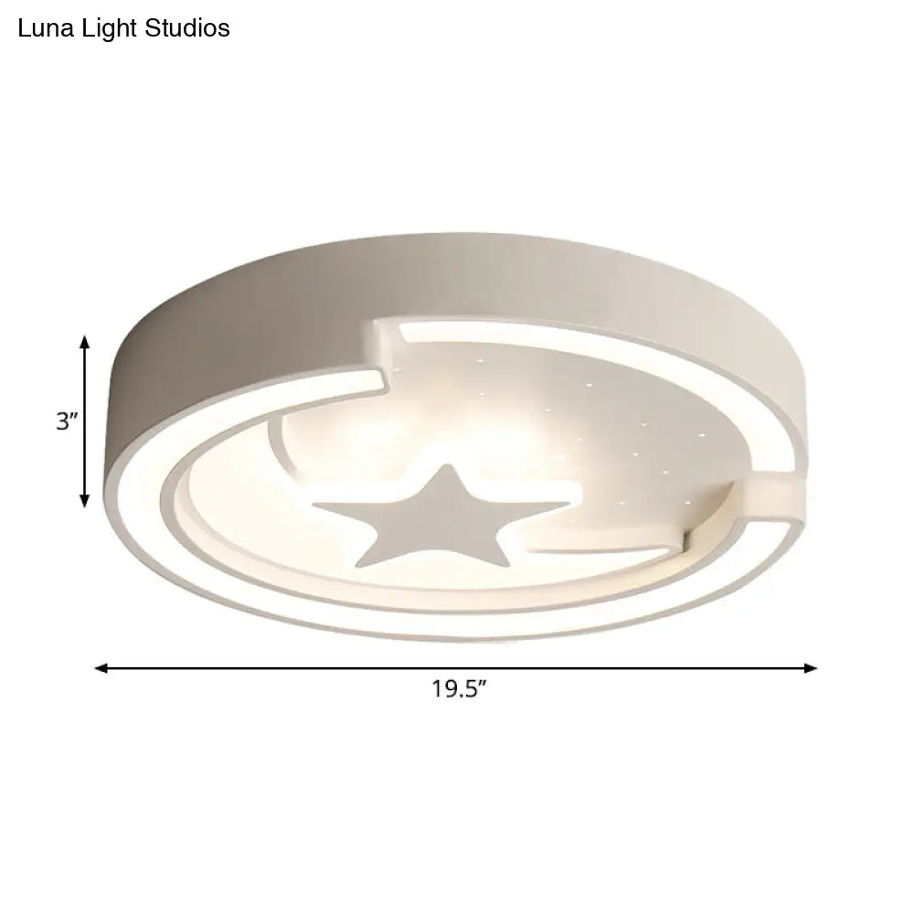 Contemporary Star Metal Led Flushmount Ceiling Light In White - 16’/19.5’ Diameter