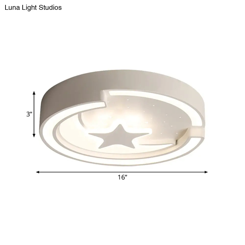 Contemporary Star Metal Led Flushmount Ceiling Light In White - 16’/19.5’ Diameter